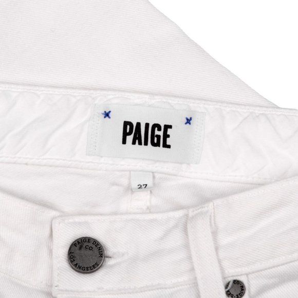PAIGE Skyline Skinny Mid-Low Rise Jeans Stretch Denim White Zip Fly Summer Boho - Picture 5 of 7
